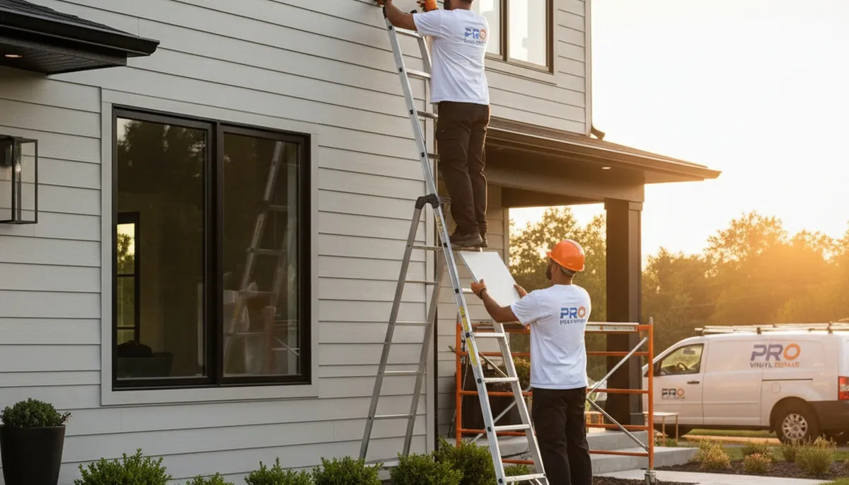 Vinyl siding repair on Rochester NY home exterior by Next Level Exteriors professionals